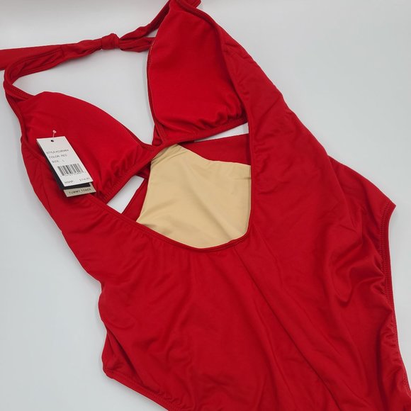 NWT Red Kenneth Cole Core Power Cutout Swimsuit, L - Picture 7 of 9